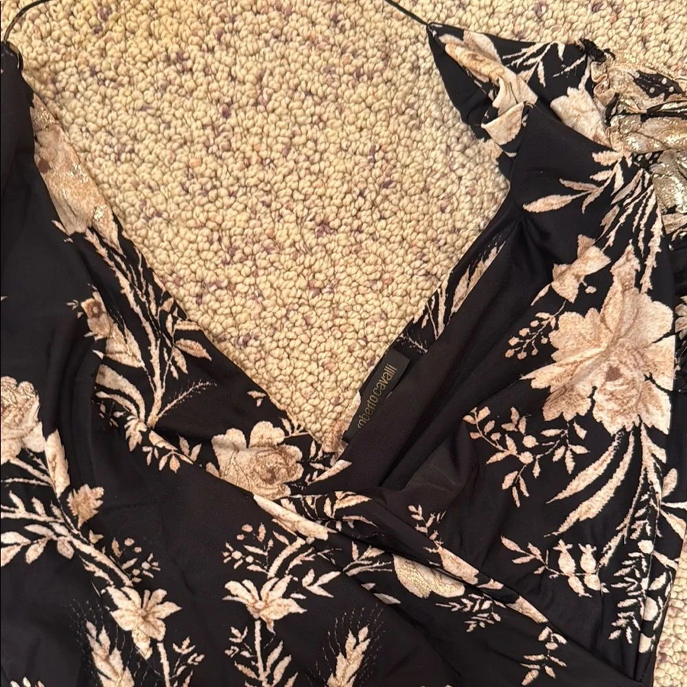 Roberto Cavalli Elegant Black Floral Dress size 48 - Picture 5 of 8